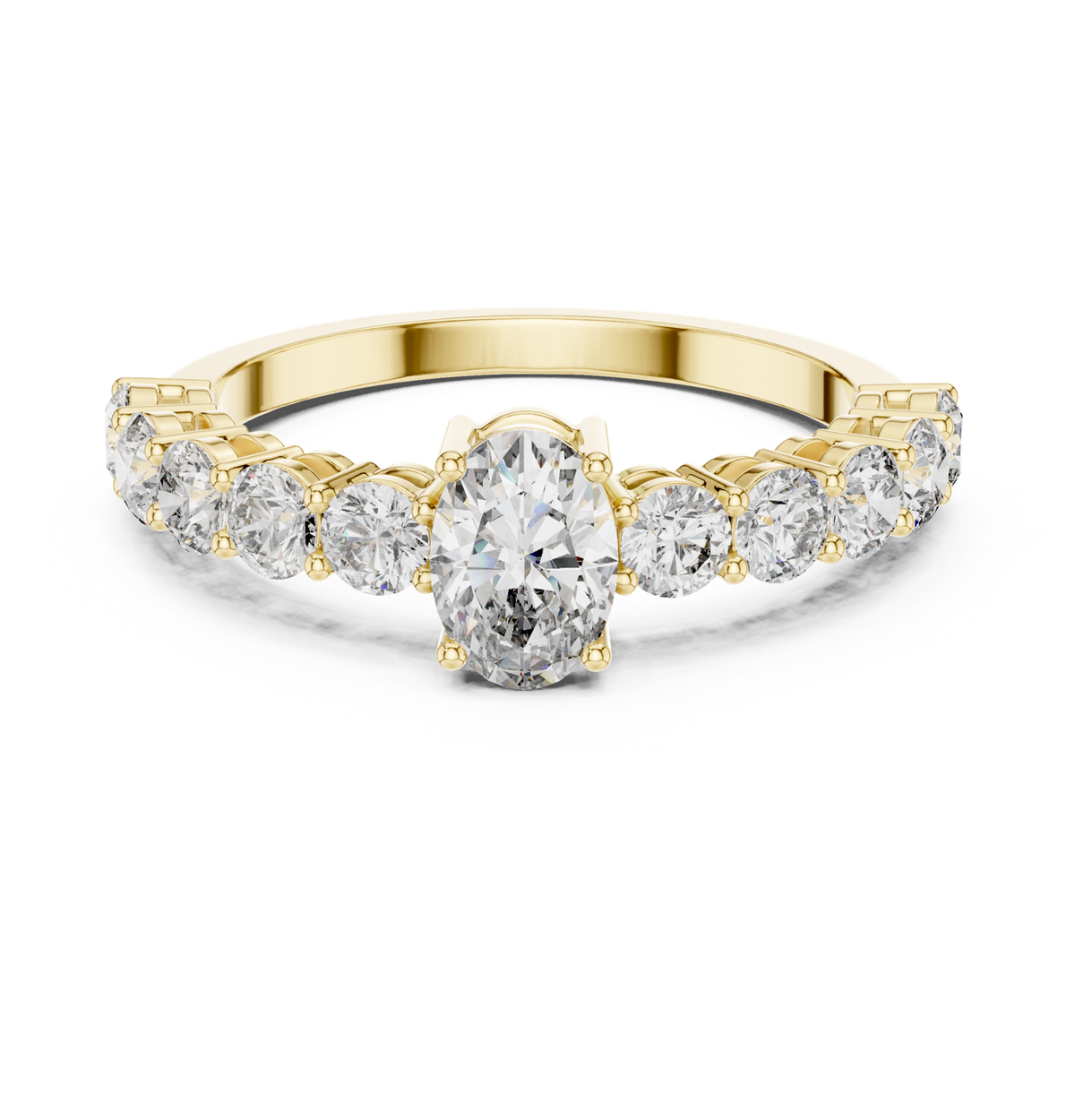 14K Solid Gold Lab Diamond Solitaire Ring, Yellow Gold