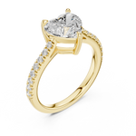 Gold Ring DDLR-039, Heart center stone, Yellow Gold, view 2