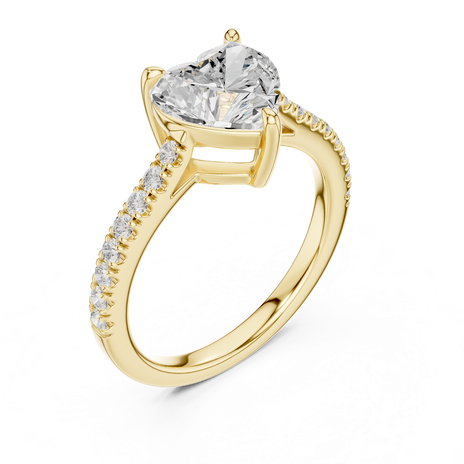 Gold Ring DDLR-039, Heart center stone, Yellow Gold, view 2