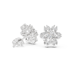 14K Solid Gold Lab Diamond Flower Cluster Earrings, White Gold, view 1
