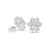 14K Solid Gold Lab Diamond Flower Cluster Earrings, White Gold, view 1