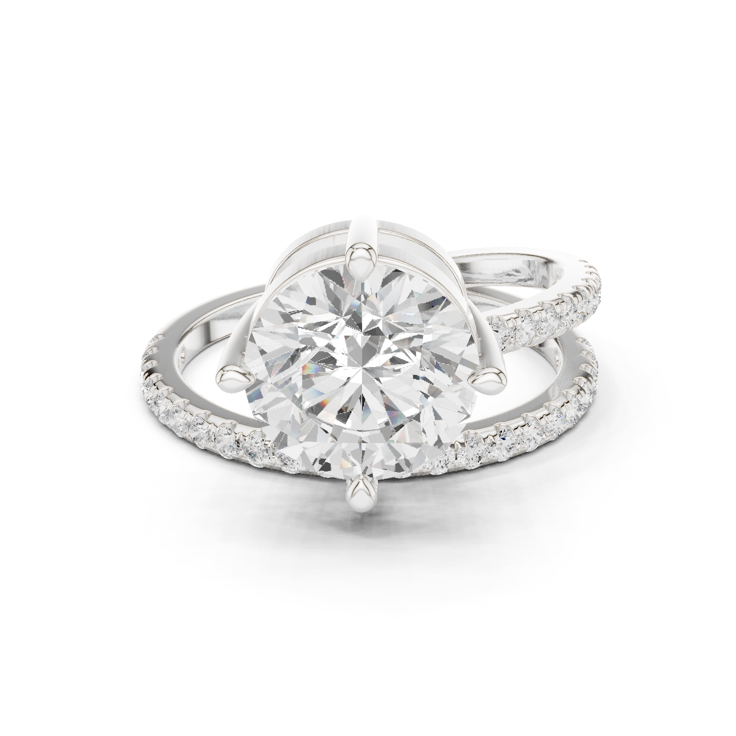 Gold Jewelry L35-39, Round center stone, White Gold