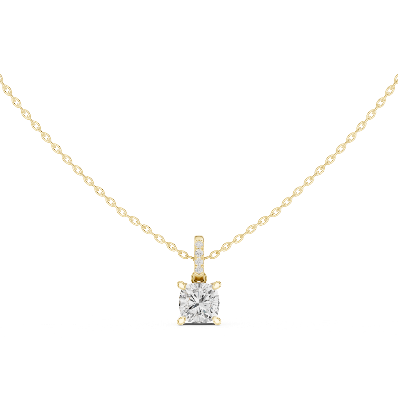 Gold Jewelry, Cushion center stone, Yellow Gold, view 4