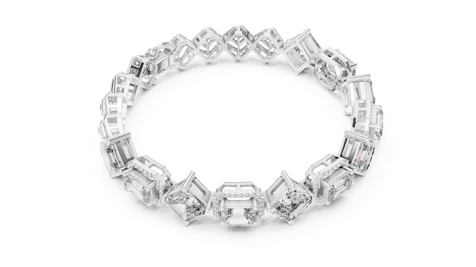 14K Solid Gold Lab Diamond Bracelet, White Gold, view 2