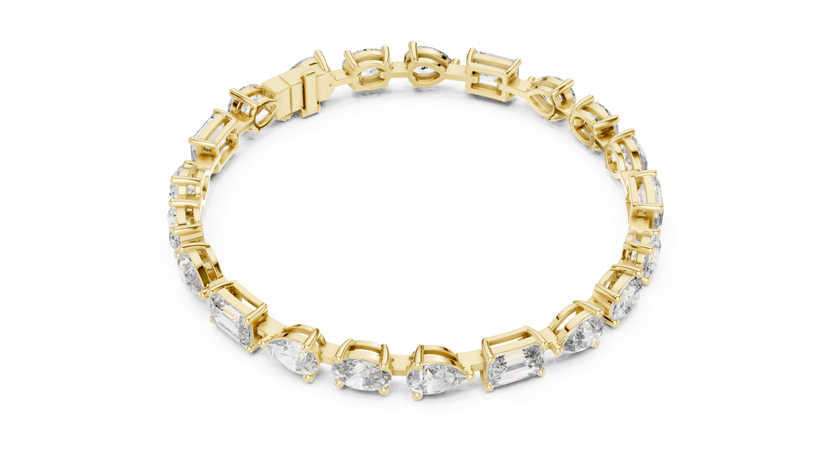 14K Solid Gold Lab Diamond Bracelet, Yellow Gold, view 2