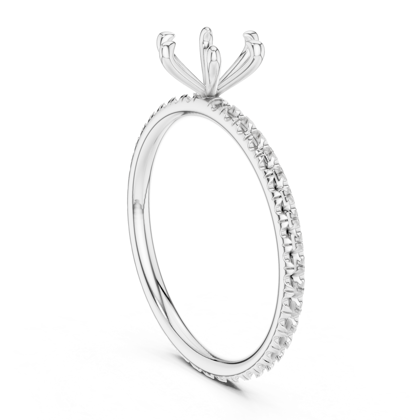 Gold Jewelry L36-15, Round center stone, White Gold, view 1