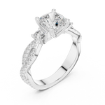 Gold Ring, Cushion center stone, White Gold, view 2