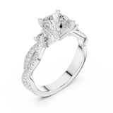 Gold Ring, Cushion center stone, White Gold, view 2