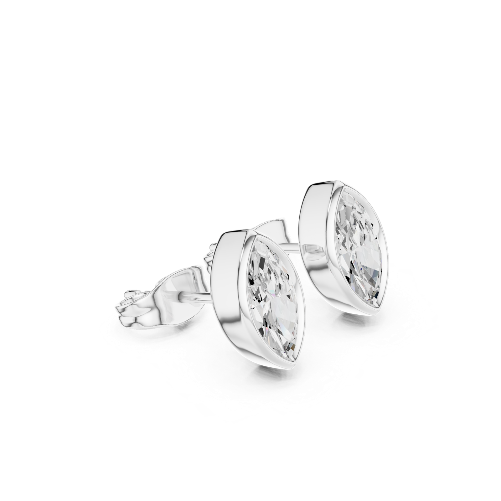 Gold Jewelry DDER-001, Marquise center stone, White Gold, view 1