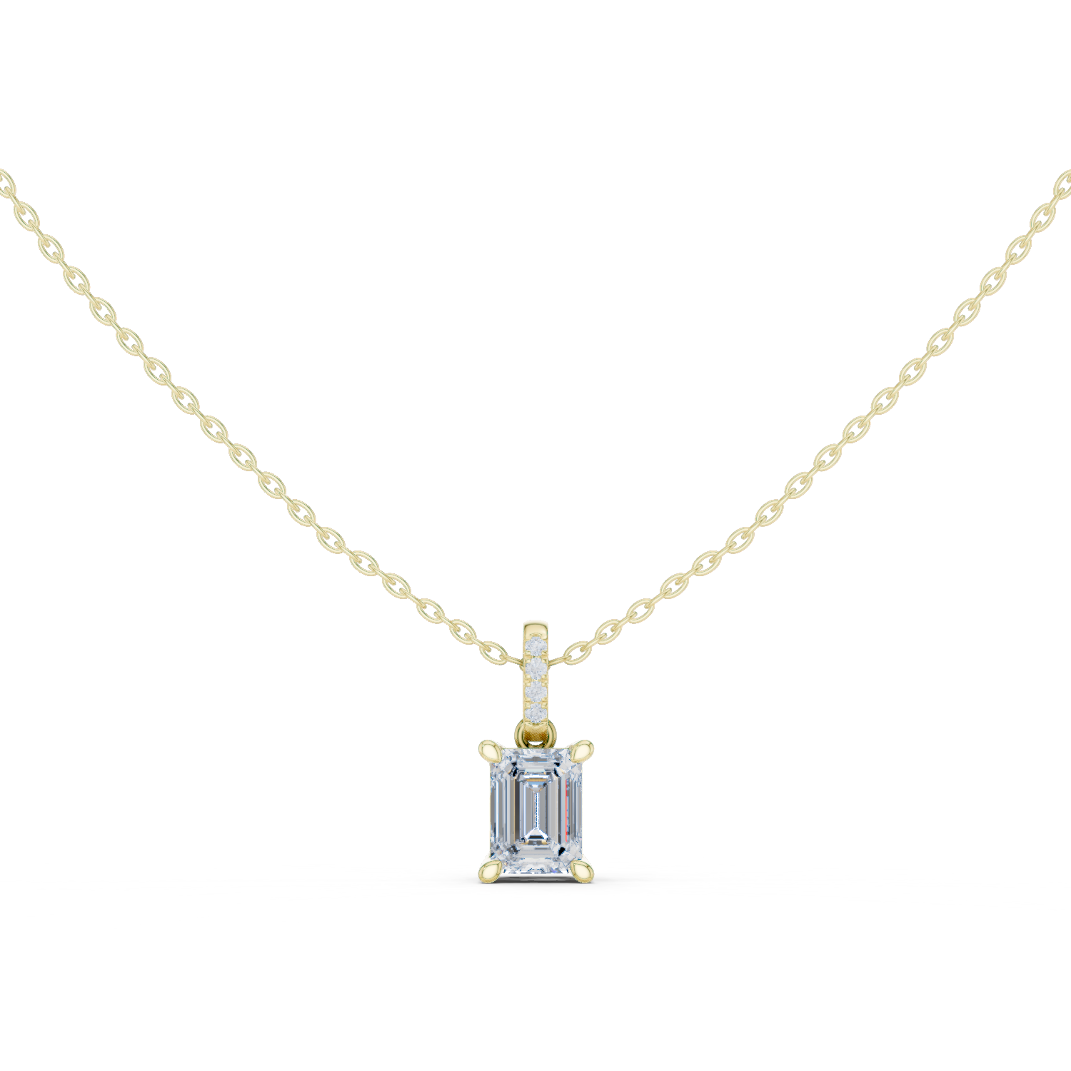 Gold Jewelry, Emerald center stone, Yellow Gold