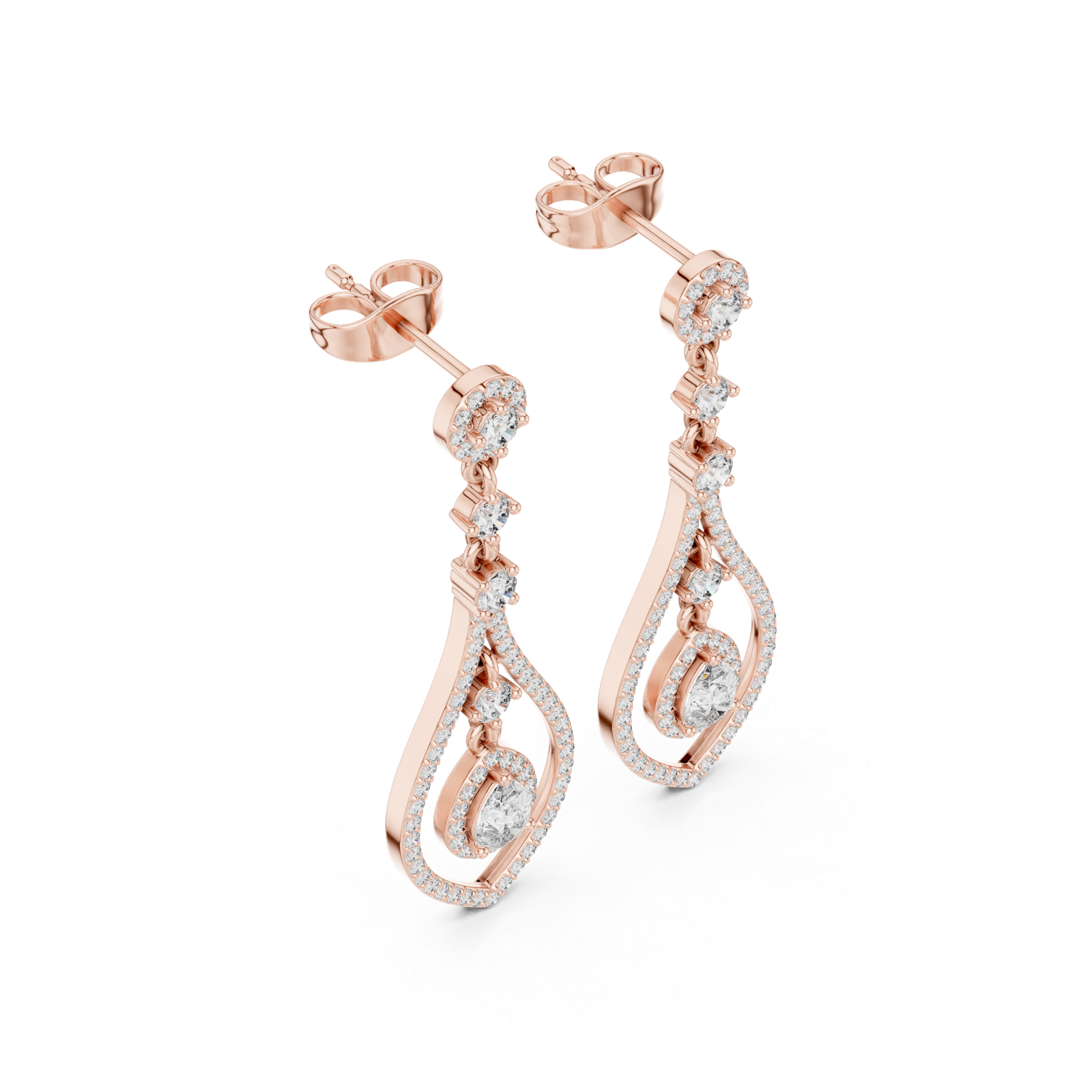 Gold Earrings 3-10006E_115_M, Rose Gold, view 2