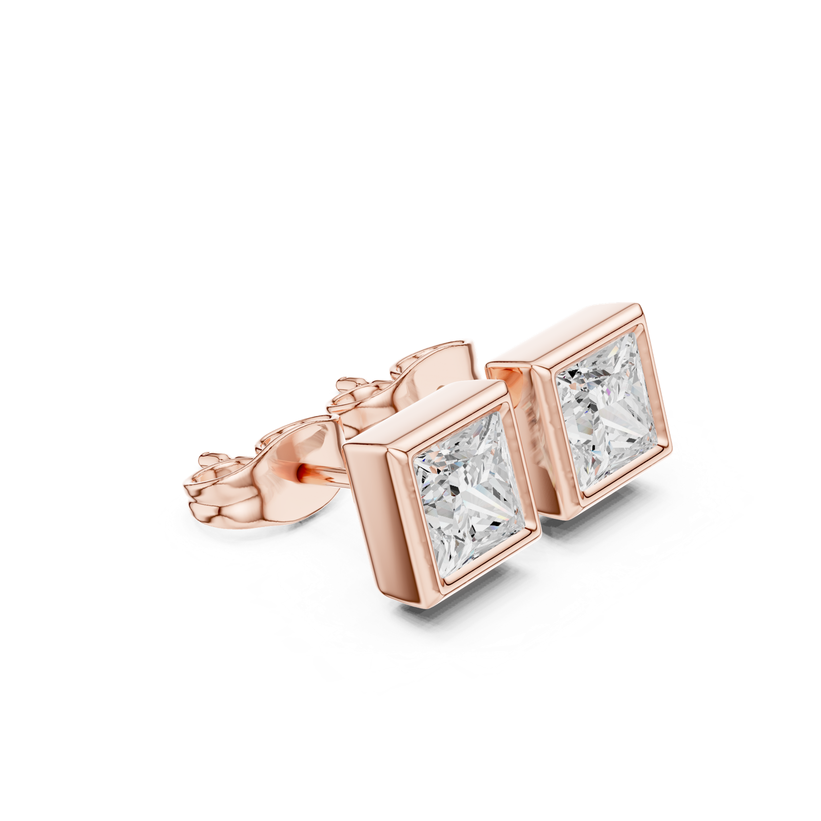 Gold Jewelry DDER-001, Princess center stone, Rose Gold, view 1