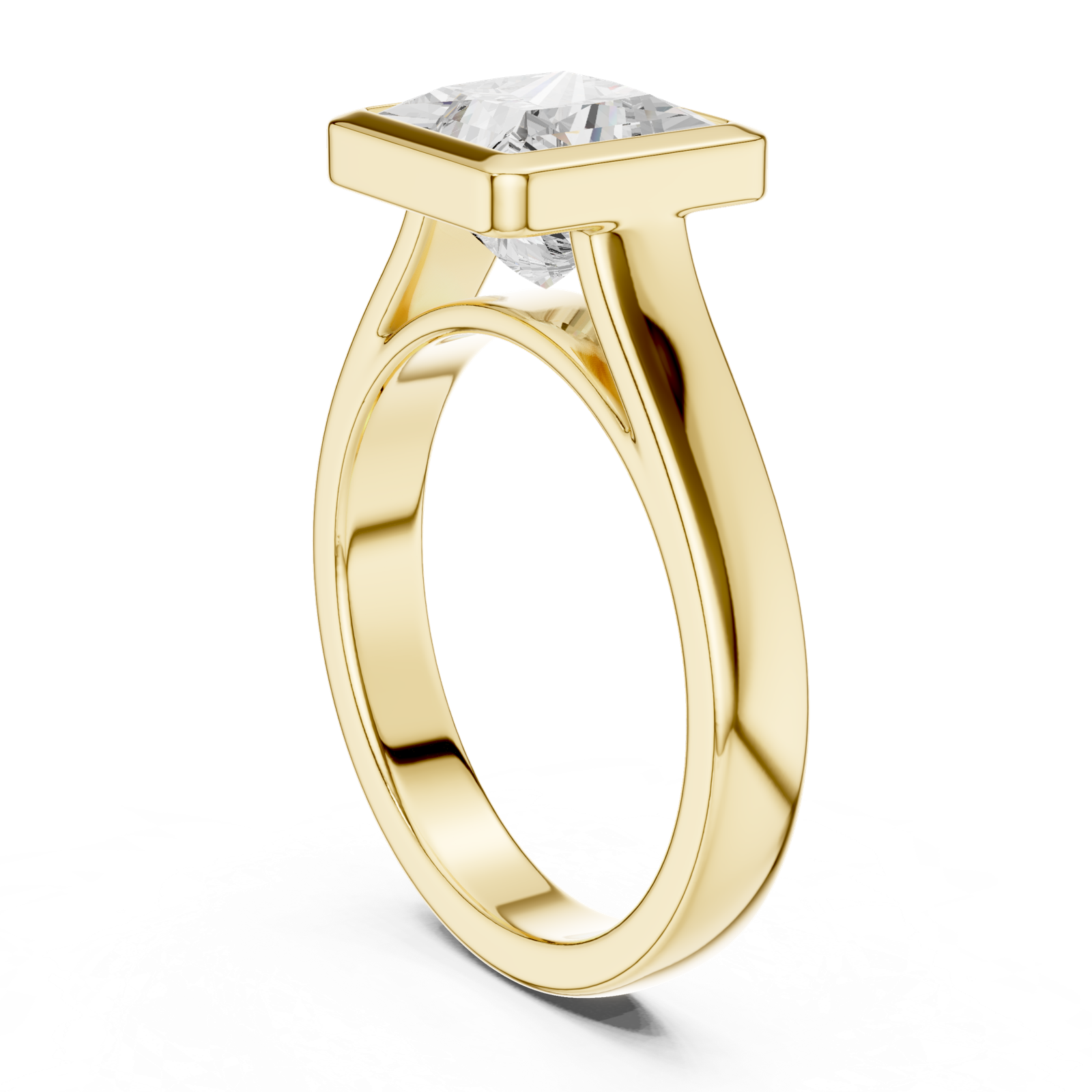 Gold Jewelry L36-3, Princess center stone, Yellow Gold, view 1