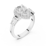Gold Ring DDLR-342, Pear center stone, White Gold, view 2