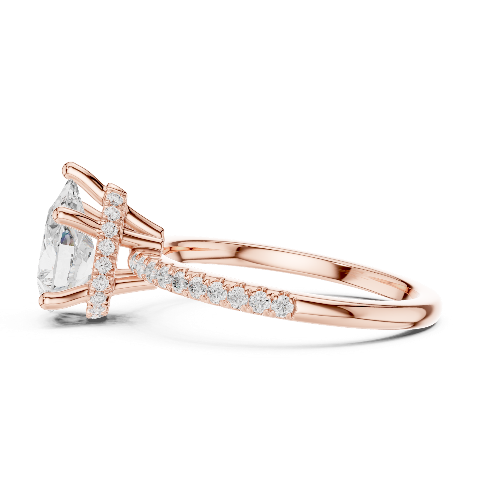 Gold Ring DDLR-177, Pear center stone, Rose Gold, view 3
