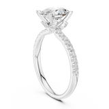 Gold Ring DDLR-256, Oval center stone, White Gold, view 1