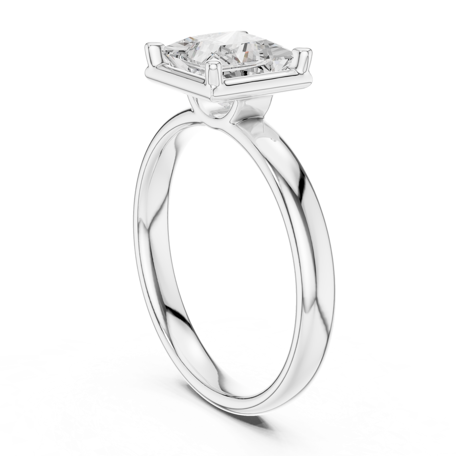 Gold Jewelry L36-10, Princess center stone, White Gold, view 1