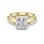 Gold Jewelry L36-7, Asscher center stone, Yellow Gold
