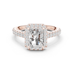 Gold Ring DDLR-118, Radiant center stone, Rose Gold