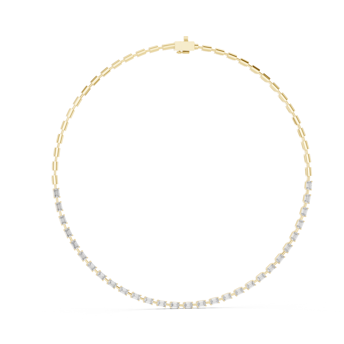14K Solid Gold Lab Diamond Tennis Necklace, Yellow Gold, view 1