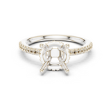 Gold Ring DDLR-177, Round center stone, White Gold