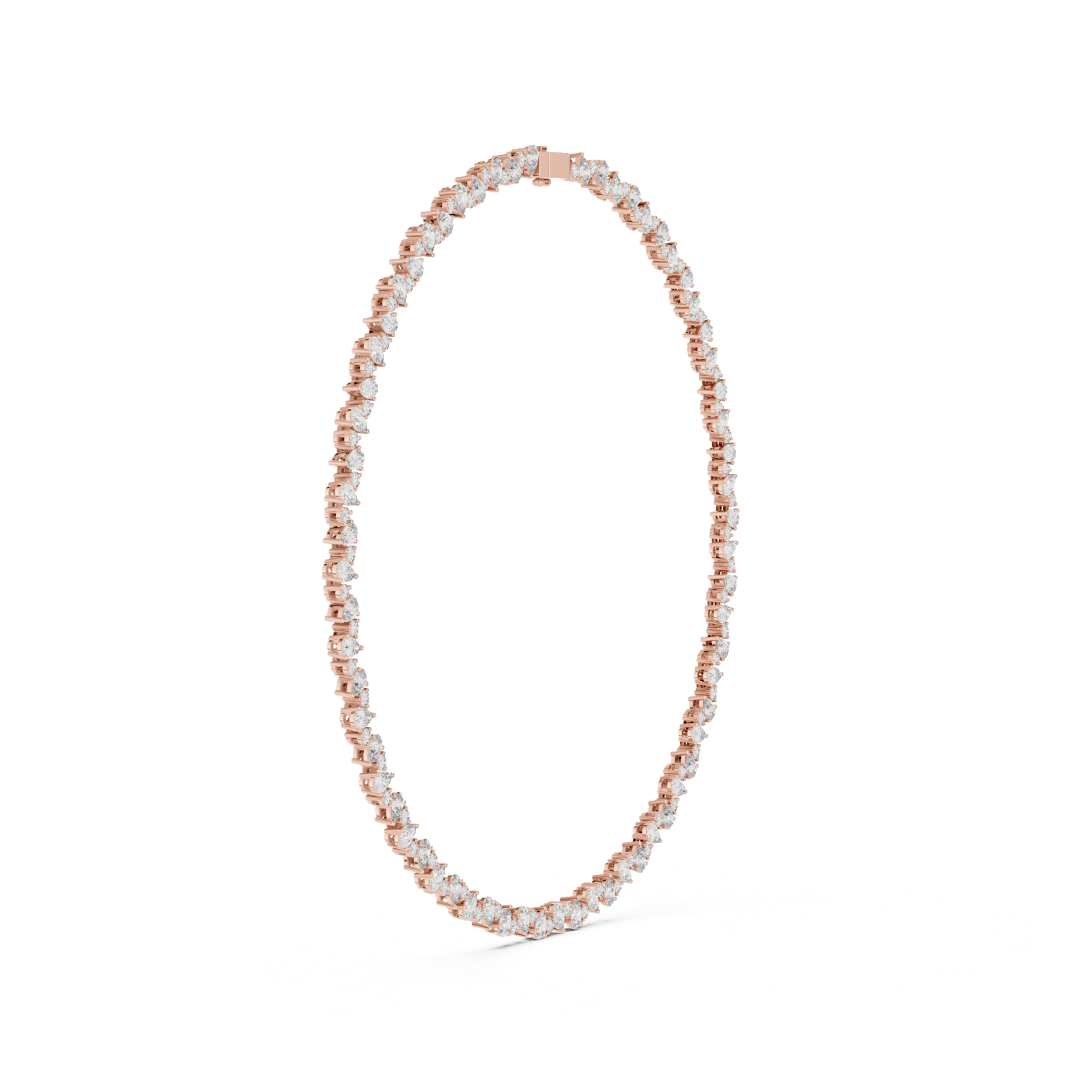 14K Solid Gold Lab Diamond Tennis Necklace, Rose Gold, view 3