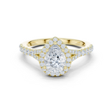 Gold Ring DDLR-043, Pear center stone, Yellow Gold