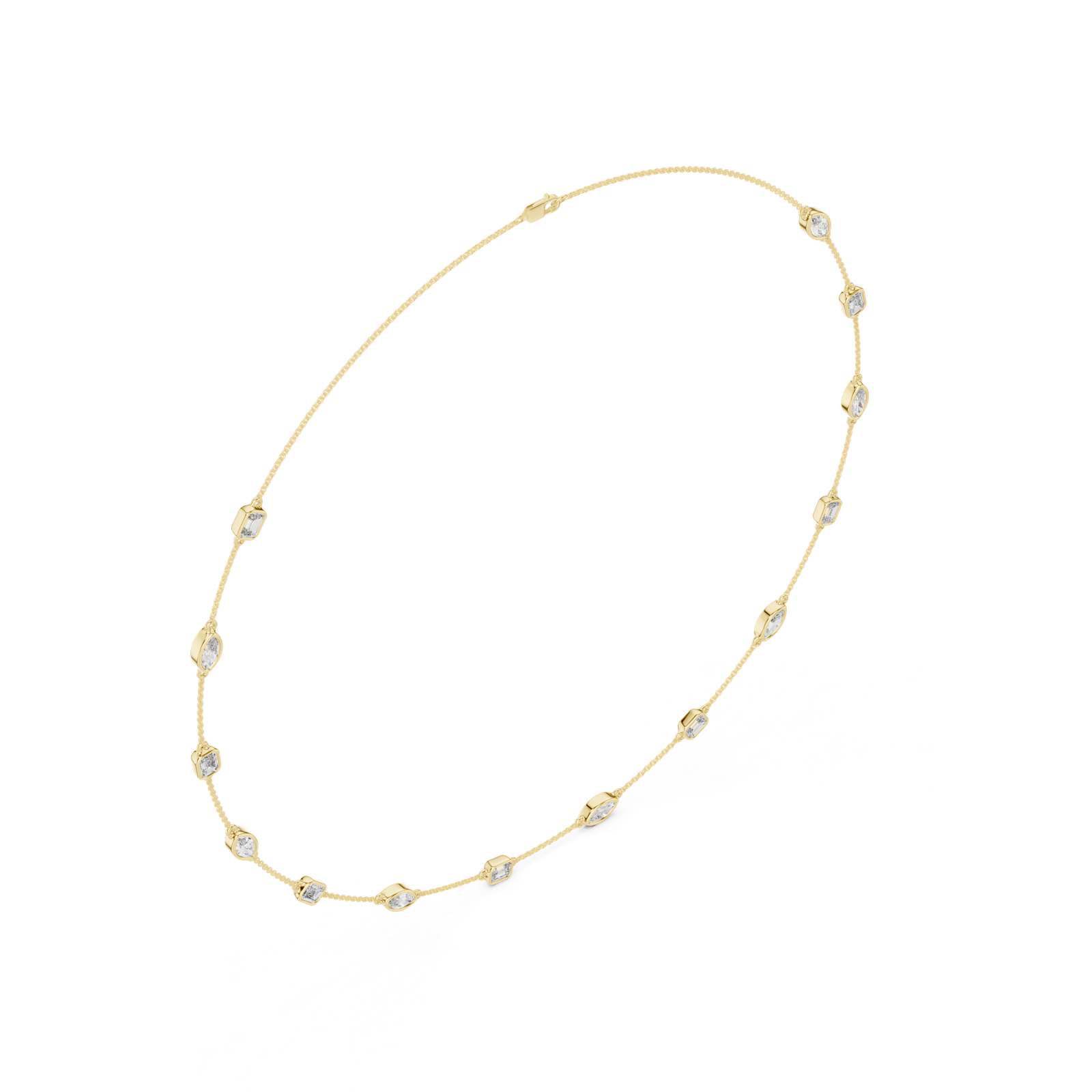 14K Solid Gold Lab Diamond Tennis Necklace, Yellow Gold