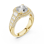 Gold Ring, Cushion center stone, Yellow Gold, view 2
