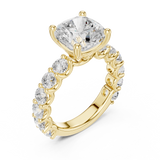 Gold Ring DDLR-087, Cushion center stone, Yellow Gold, view 2