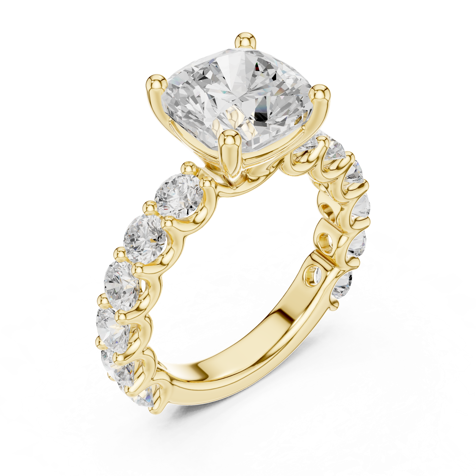 Gold Ring DDLR-087, Cushion center stone, Yellow Gold, view 2