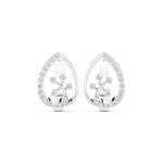 14K Solid Gold Lab Diamond Cluster Earrings, White Gold
