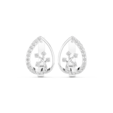 14K Solid Gold Lab Diamond Cluster Earrings, White Gold