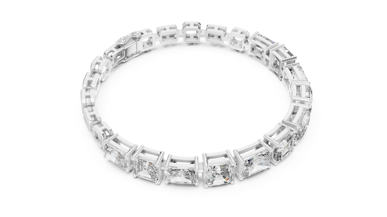 14K Solid Gold Lab Diamond Bracelet, White Gold, view 2