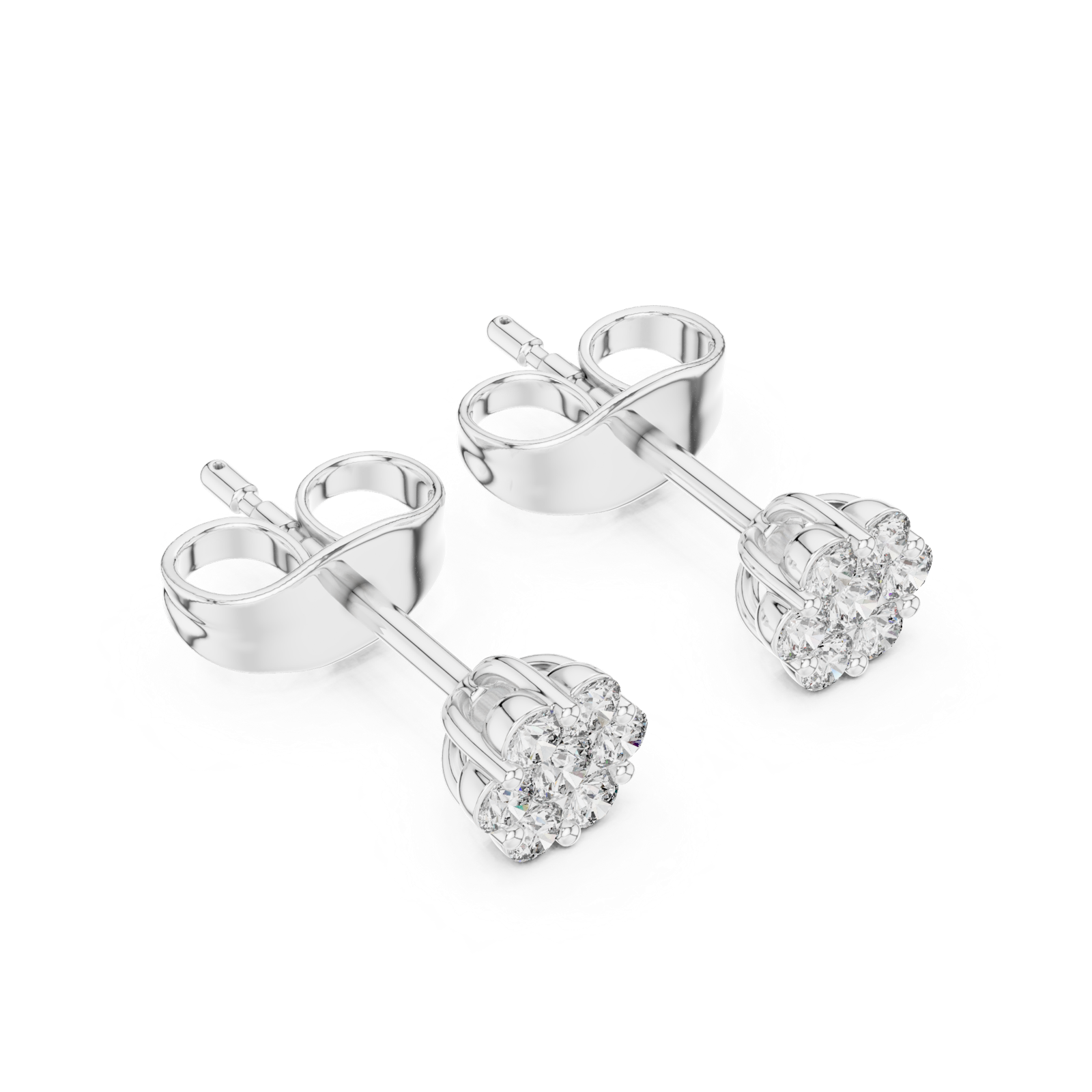 Gold Earrings 9-10083E, White Gold, view 2