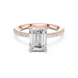 Gold Ring DDLR-177, Emerald center stone, Rose Gold, view 4