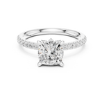 Gold Ring, Cushion center stone, White Gold, view 4