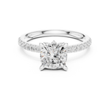 Gold Ring, Cushion center stone, White Gold, view 4