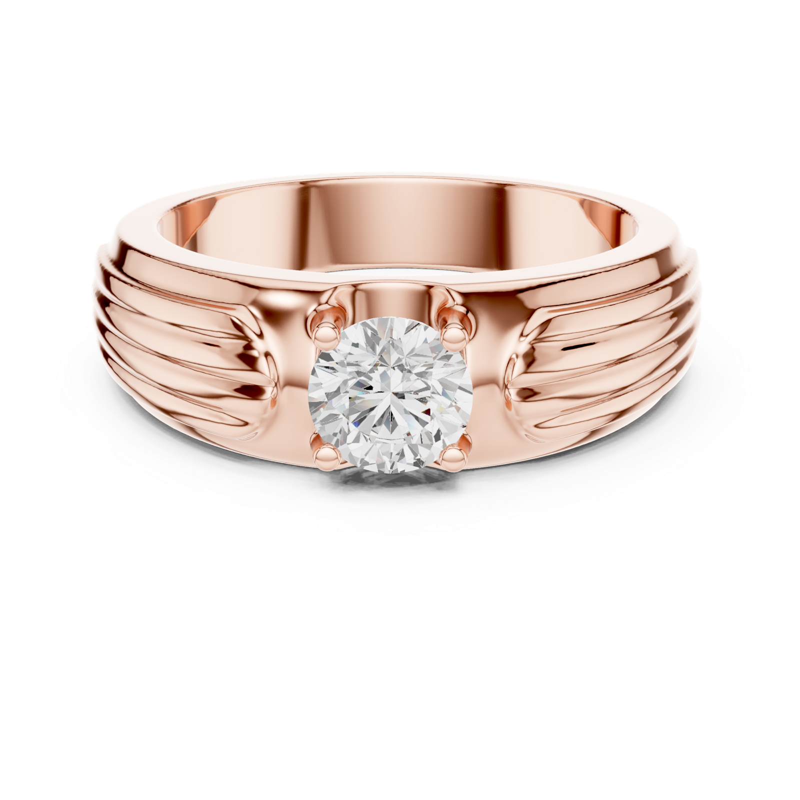 14K Solid Gold Lab Diamond Solitaire Ring, Rose Gold, view 4