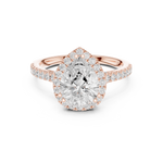 Gold Ring DDLR-255, Pear center stone, Rose Gold, view 4