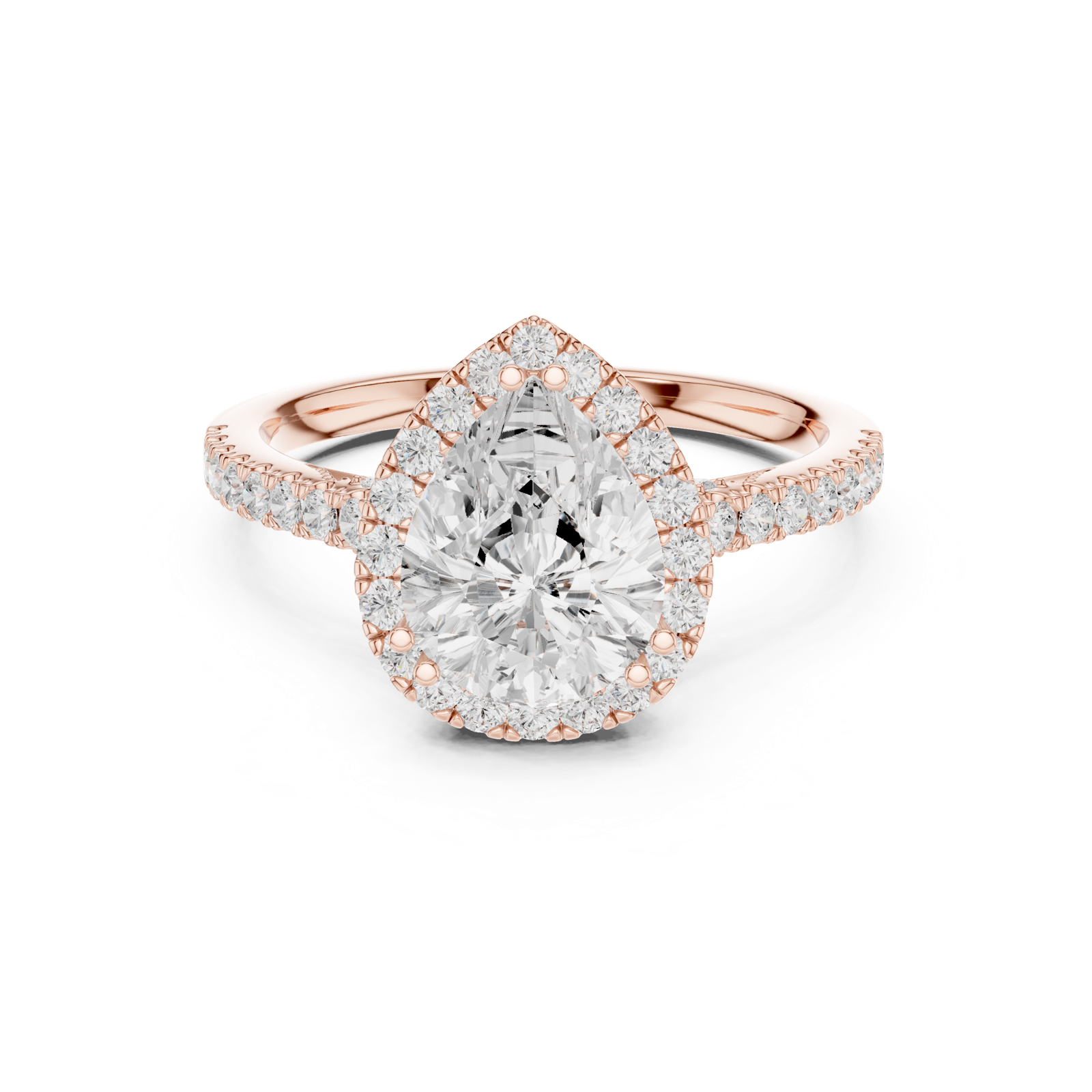 Gold Ring DDLR-255, Pear center stone, Rose Gold, view 4