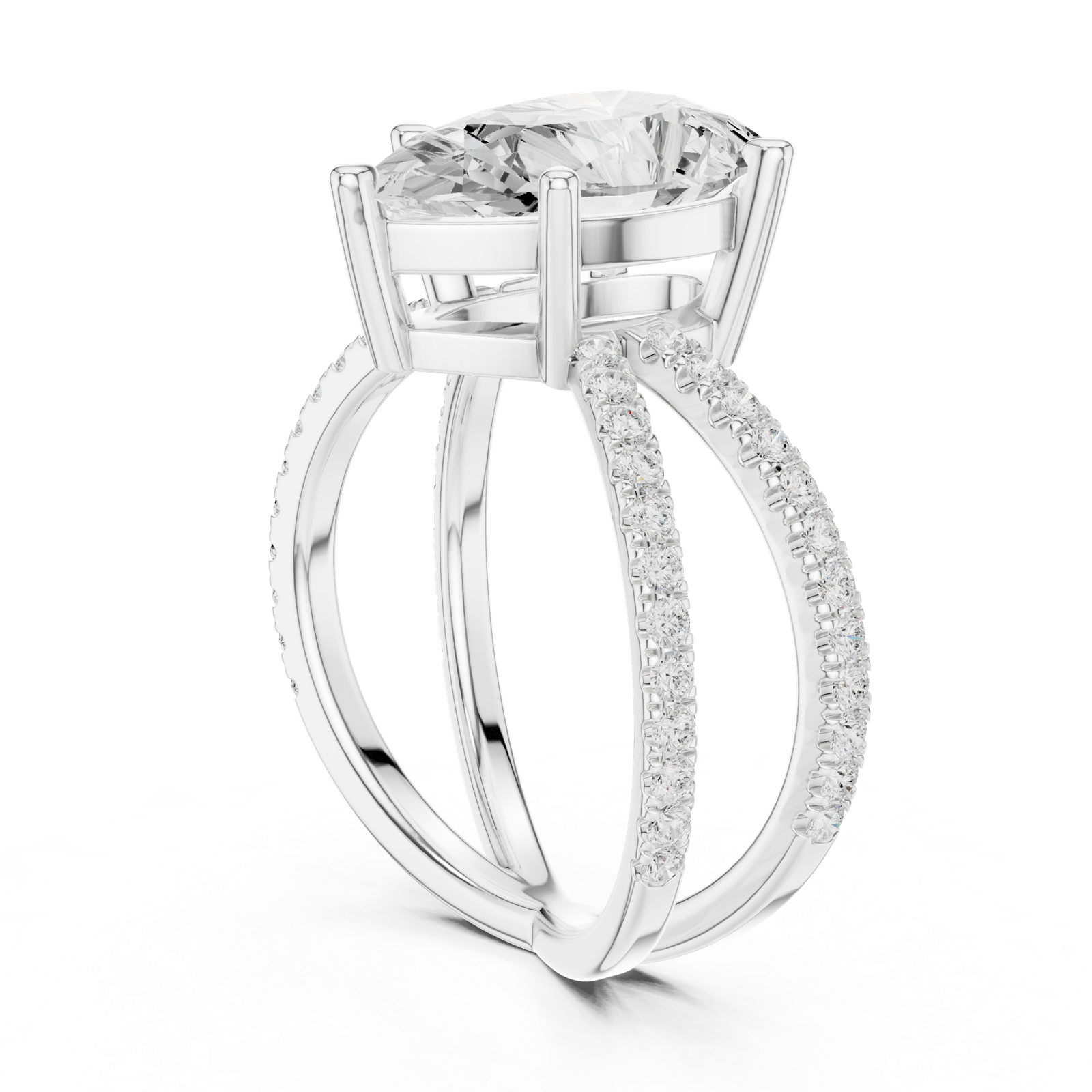 Gold Jewelry L36-25, Pear center stone, White Gold, view 1
