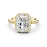 Gold Ring DDLR-349, Radiant center stone, Yellow Gold