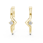 14K Solid Gold Lab Diamond Huggie Earrings, Yellow Gold, view 1