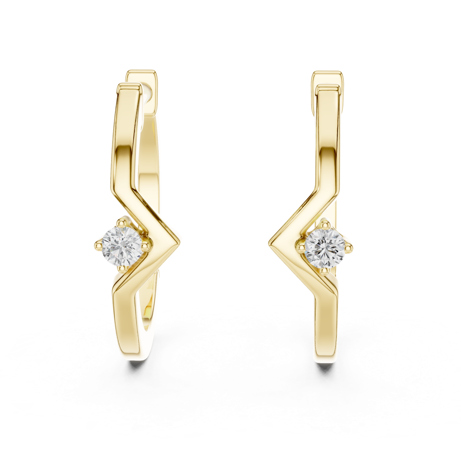 14K Solid Gold Lab Diamond Huggie Earrings, Yellow Gold, view 1