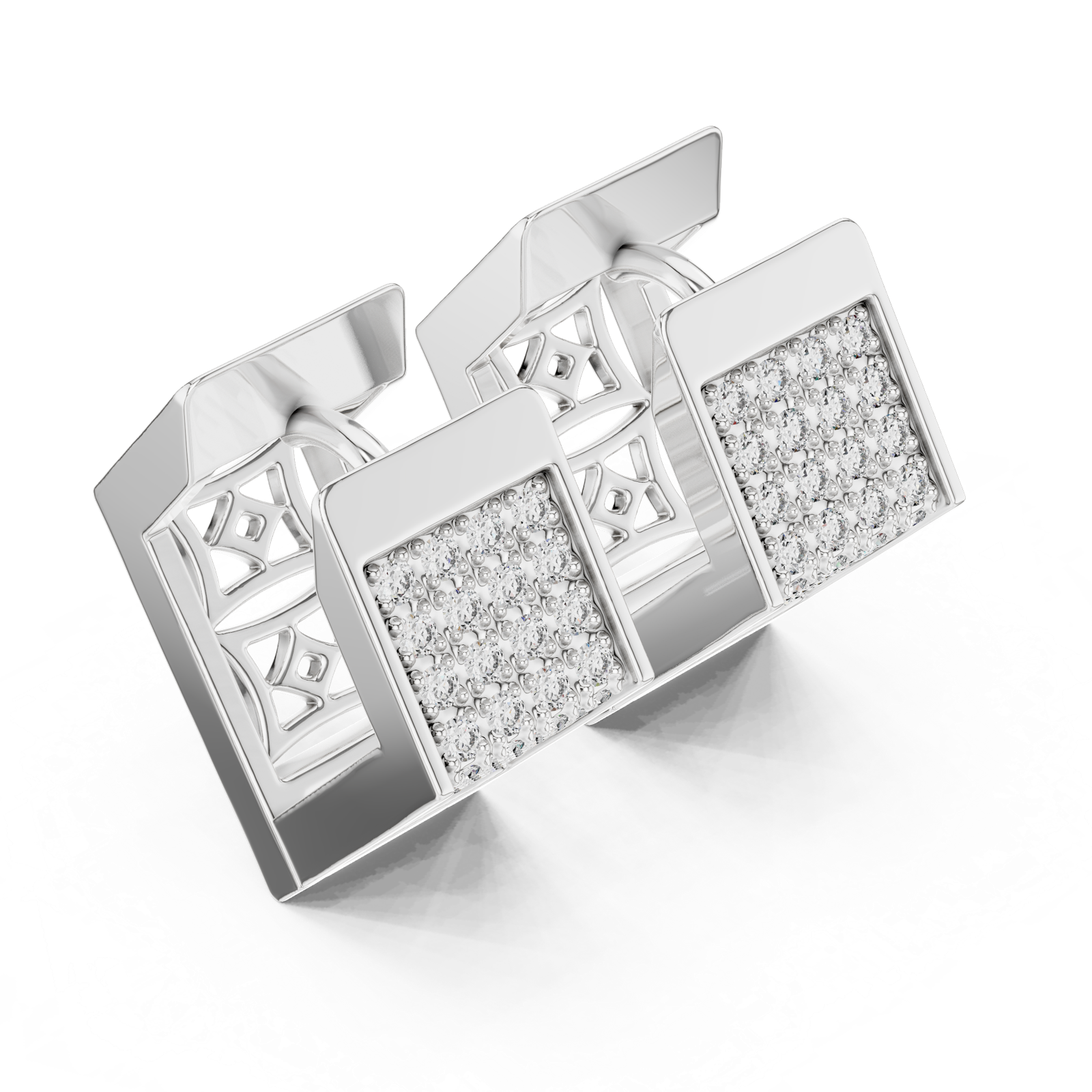 Gold Earrings L03-5, White Gold, view 2