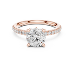 Gold Ring DDLR-256, Round center stone, Rose Gold, view 4