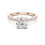 Gold Ring DDLR-256, Round center stone, Rose Gold, view 4