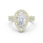 Gold Ring DDLR-341, Pear center stone, Yellow Gold