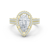 Gold Ring DDLR-341, Pear center stone, Yellow Gold
